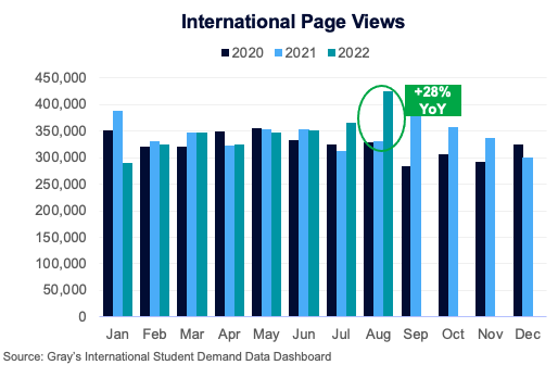 Bar Chart showing international page views