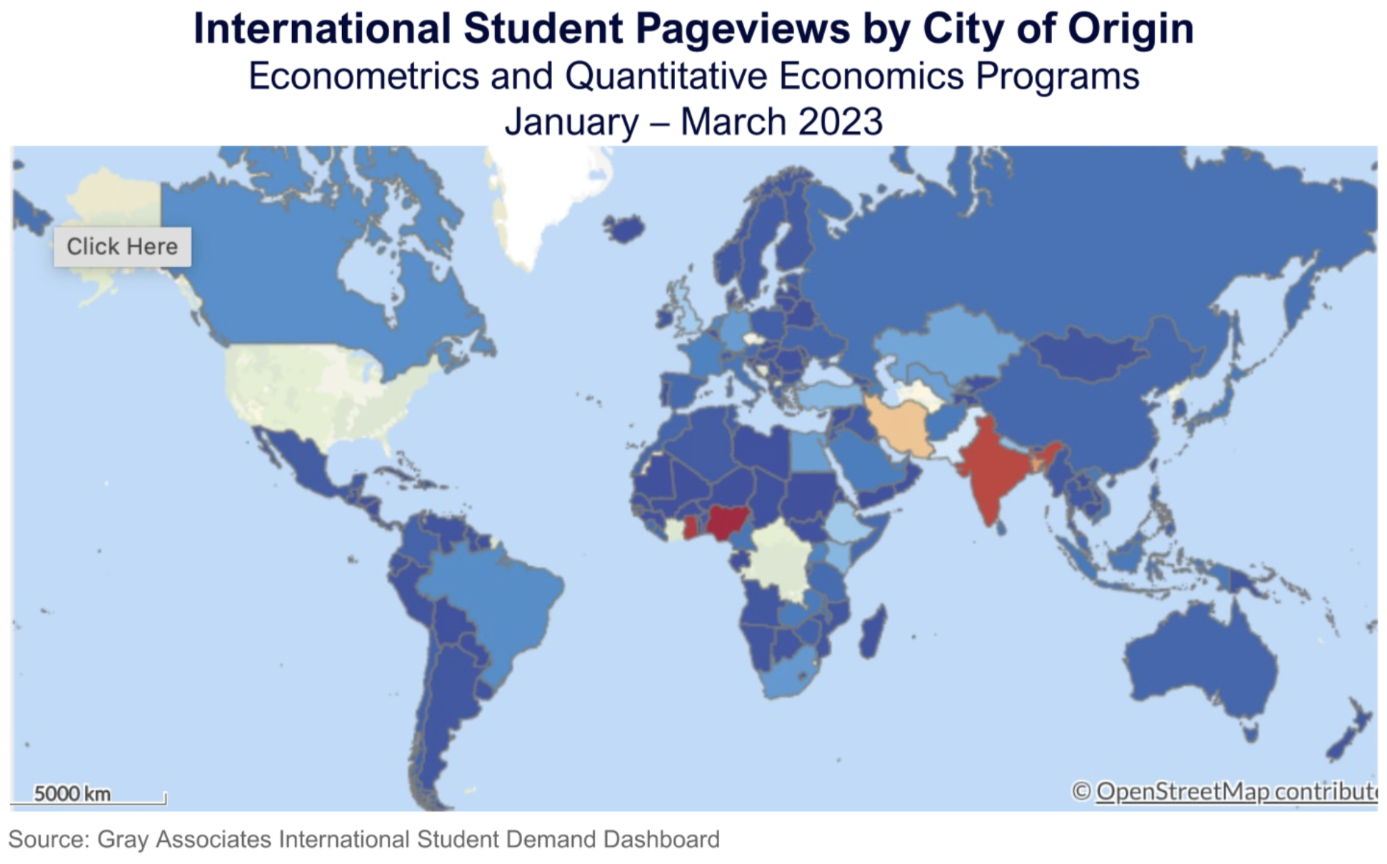 International Student Pageviews by City of Origin